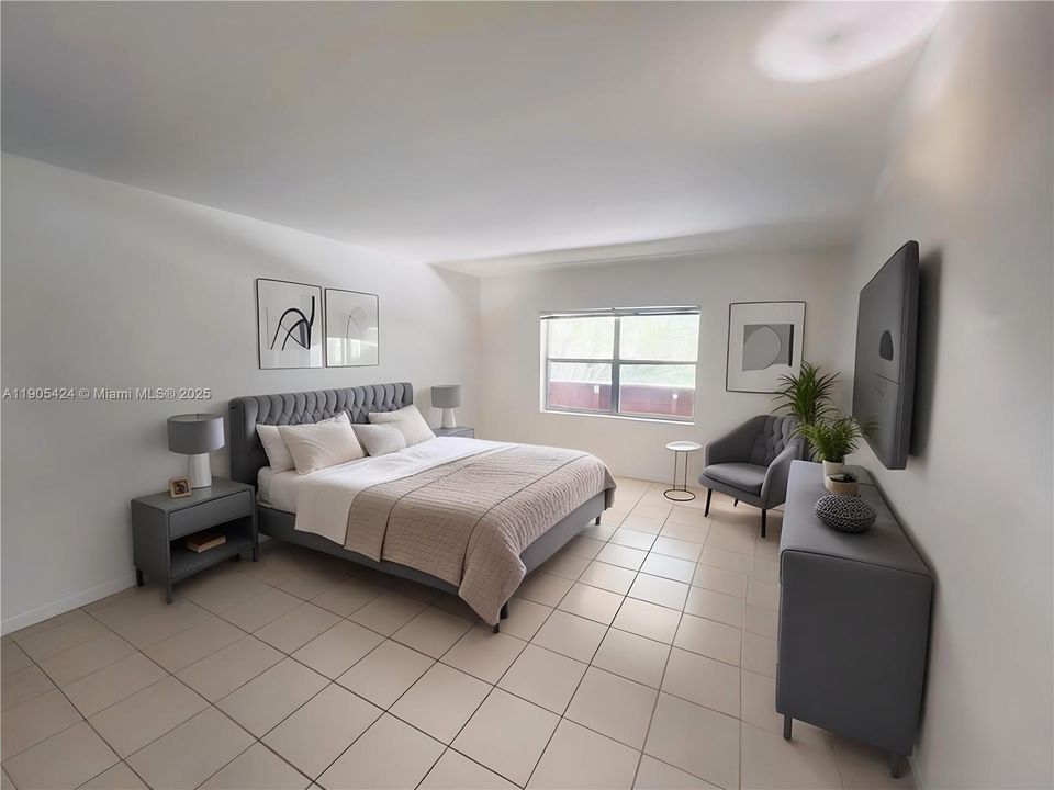 Virtually staged Primary Bedroom