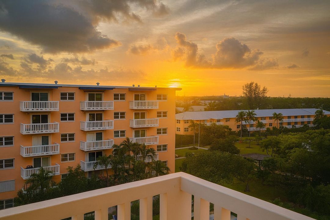 Sunset Over Balcony and Garden