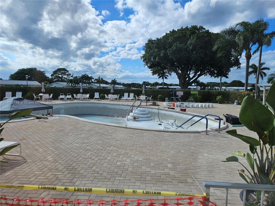 community pool finishing construction