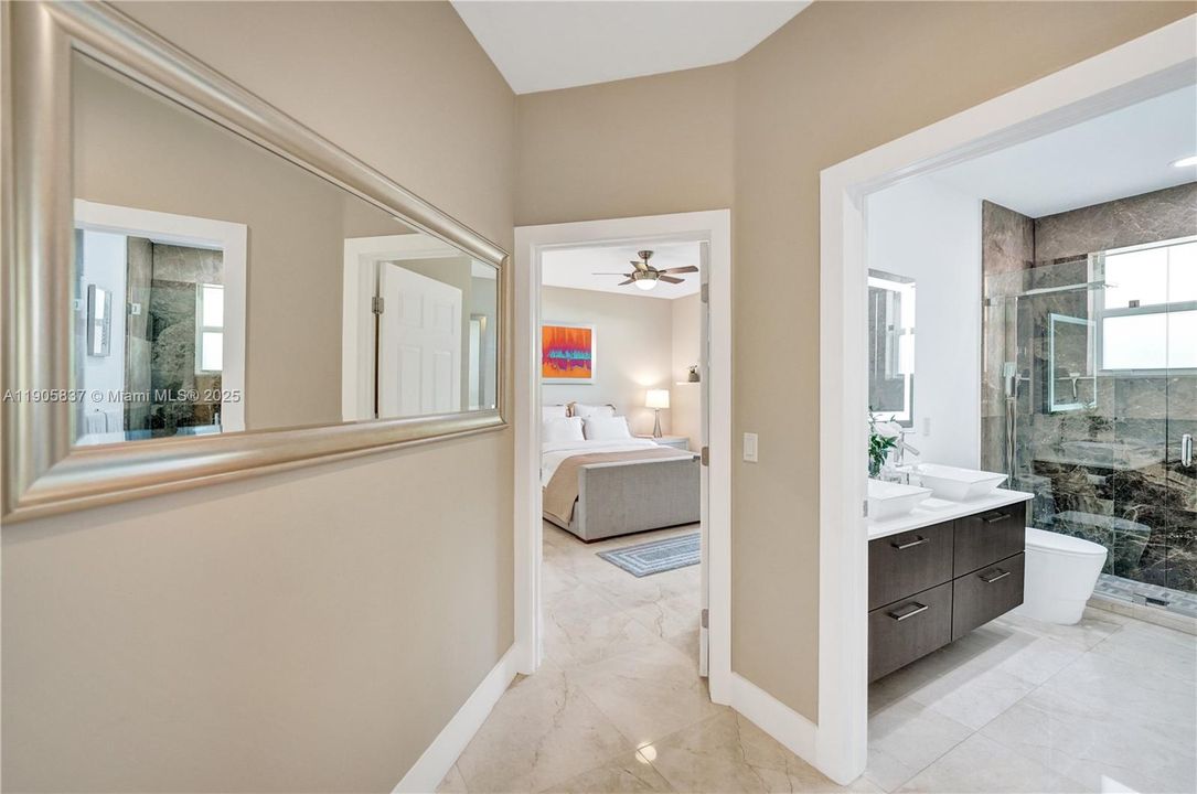 Hallway view looking into Guest Bedroom and Bathroom