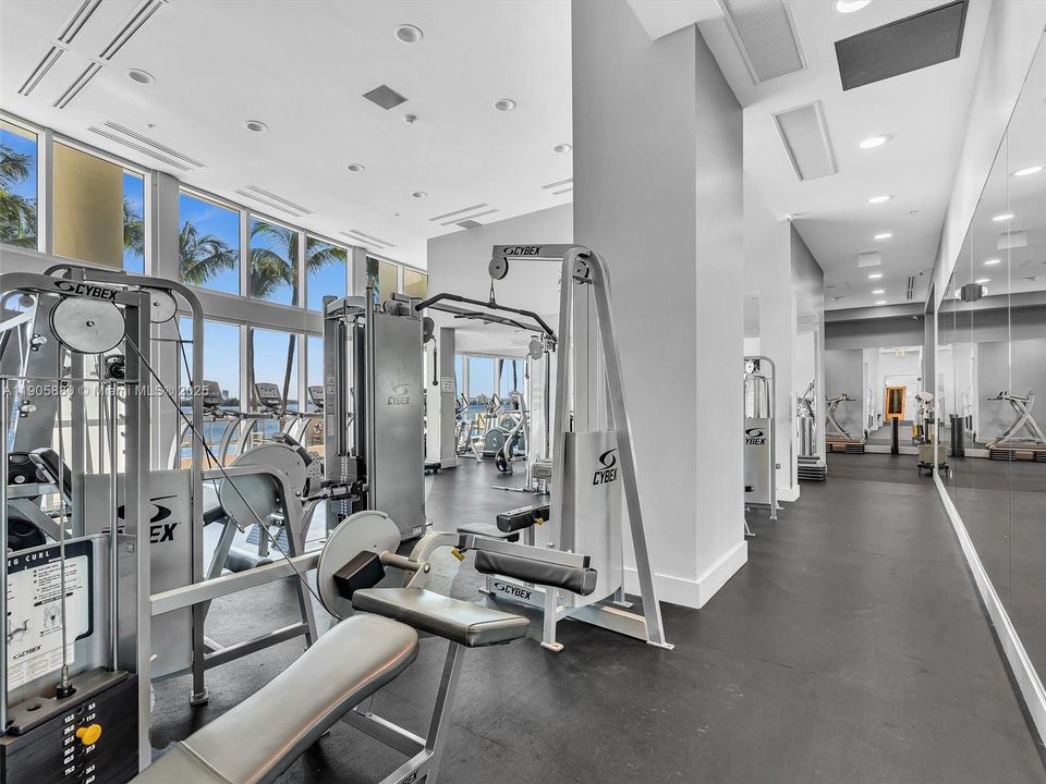 Gym with view of bay