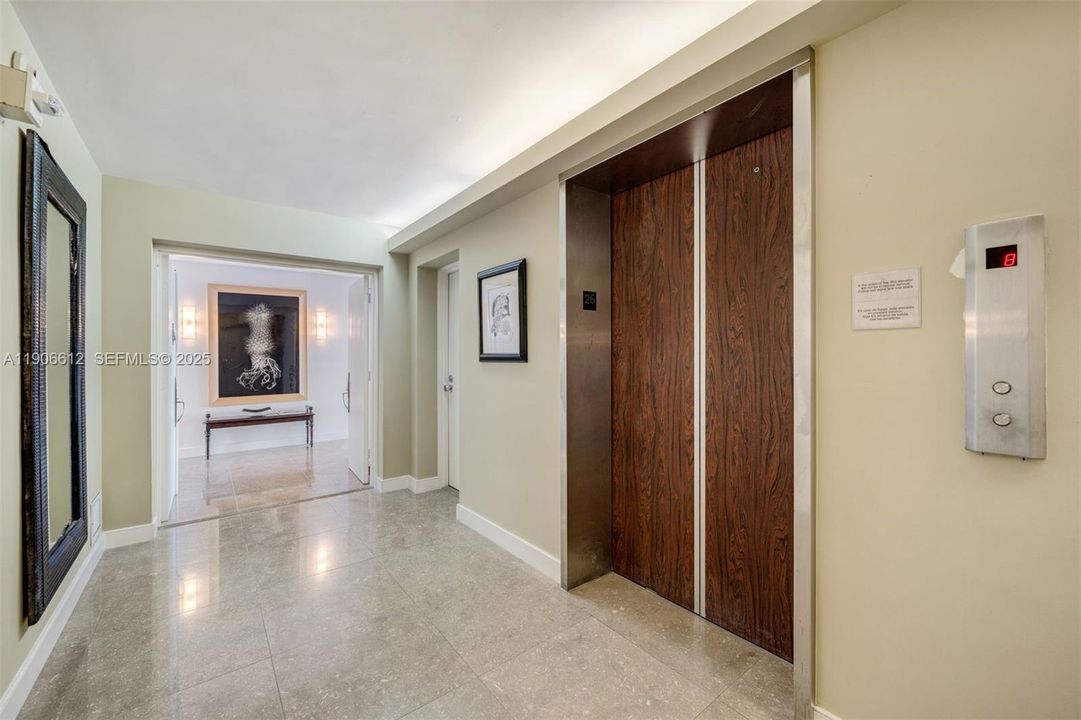 Private elevator entry shared with only one other residence.