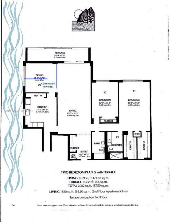 Current floorplan (Converted DEN into two small rooms) Just Drywall, can be easily converted back for a stunning east view