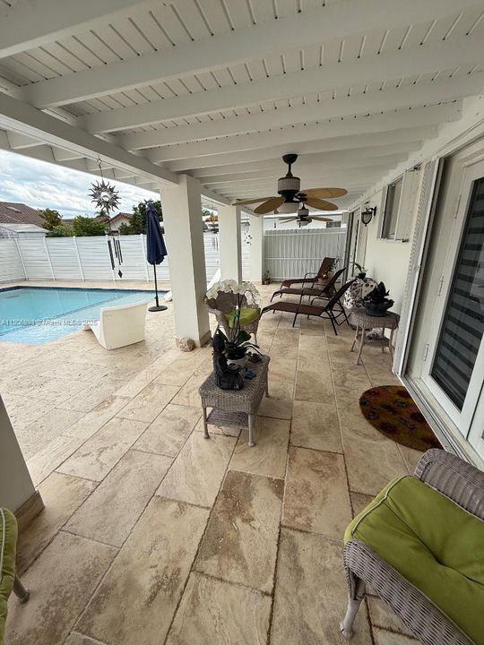 Covered terrace and pool view