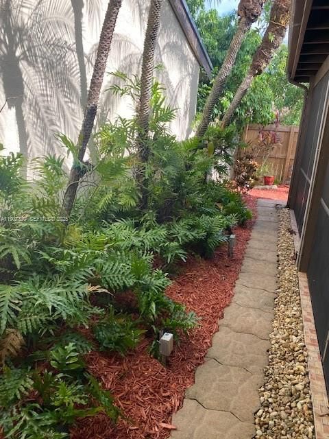 Freshly landscaped back yard