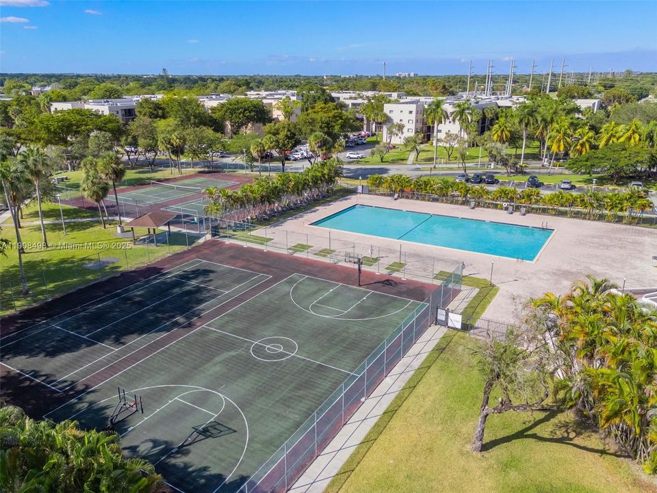 Community pool and basketball court.