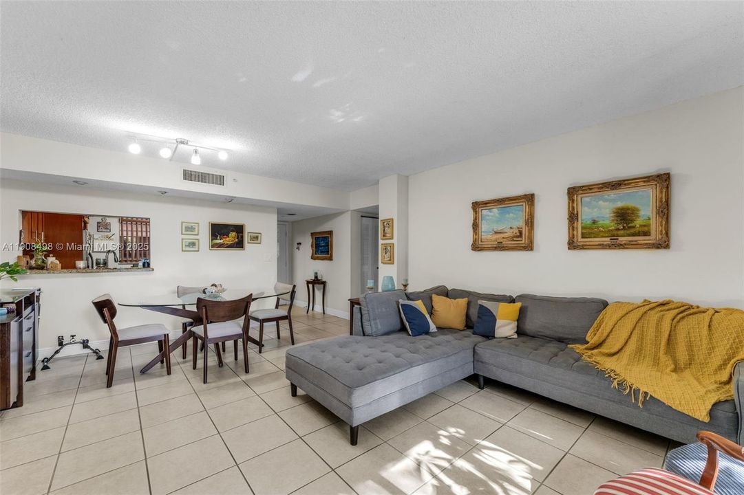 open living and dining area