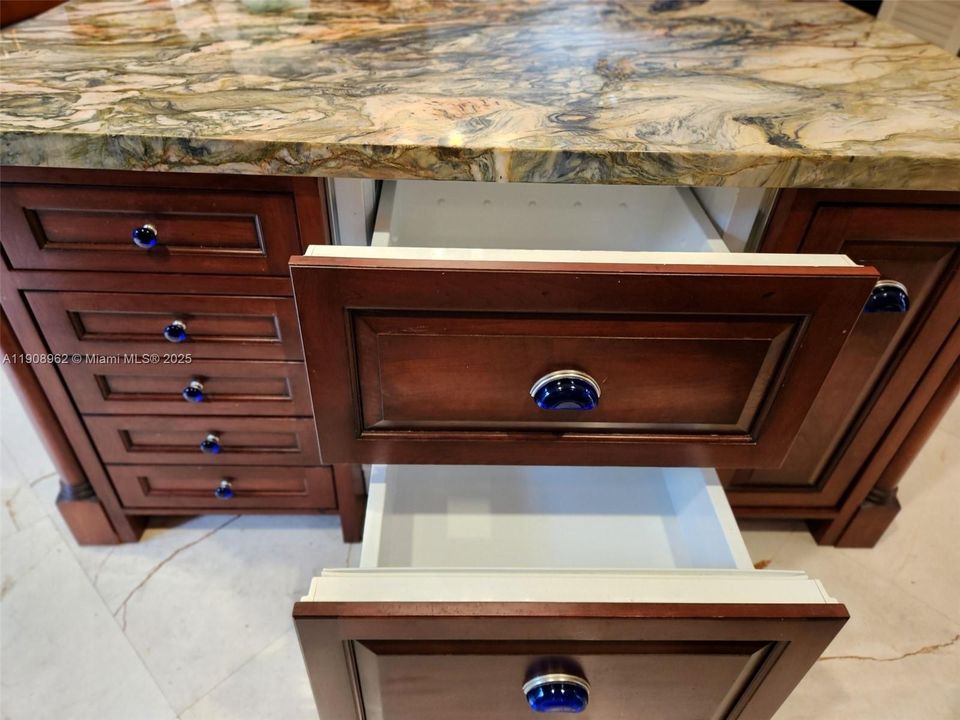 Sub Zero refrigerator drawers for additional cold space.