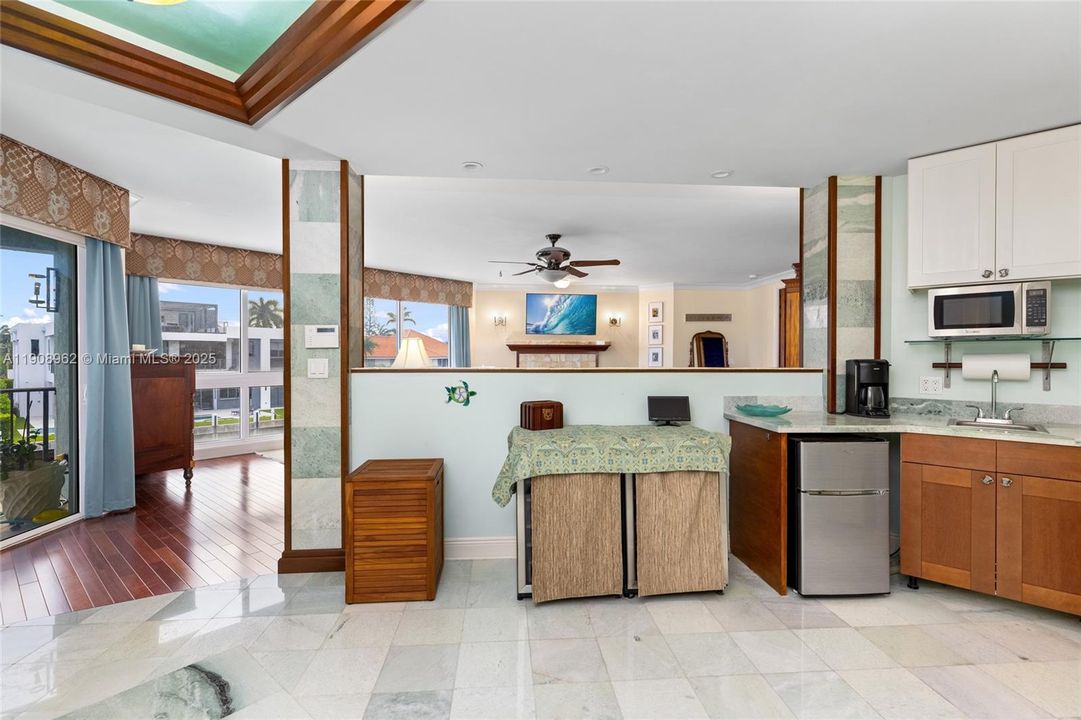 Primary Bedroom with Mini Fridge, Coffee Station, Sink & Dumb Waiter