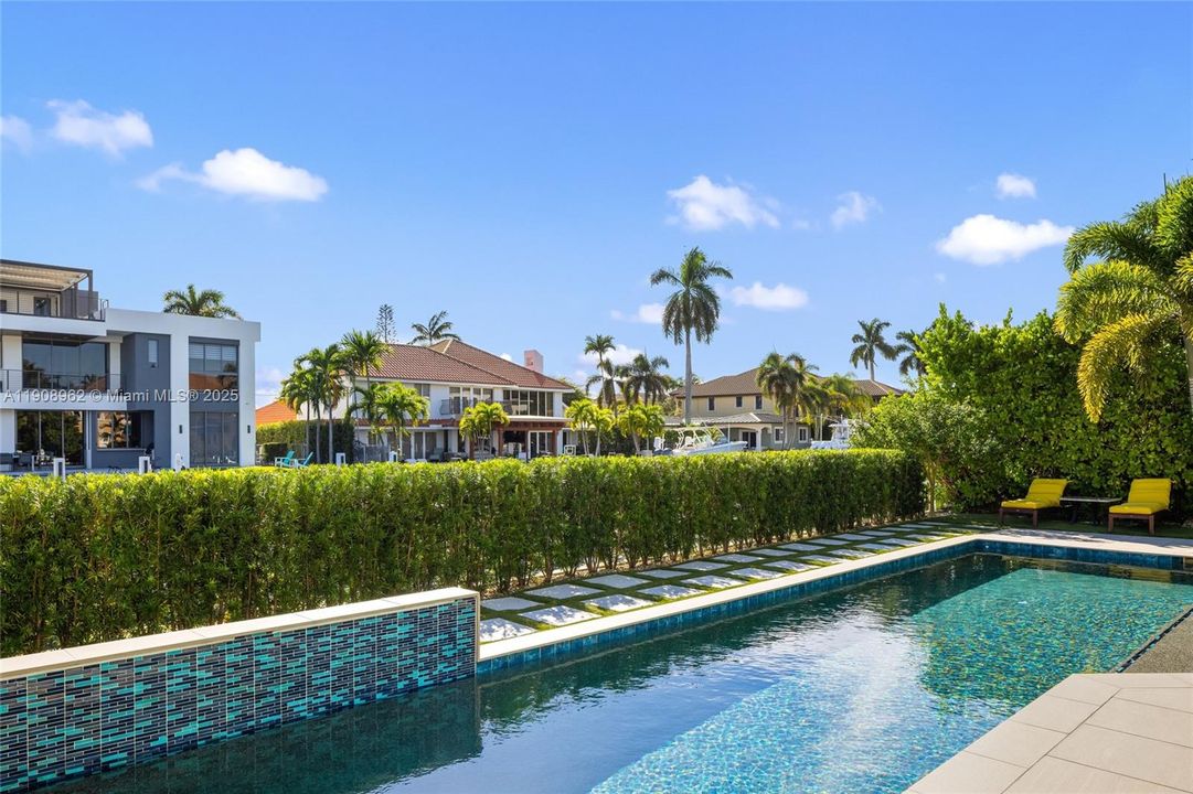 Lap Pool, heated with outdoor shower nearby.
