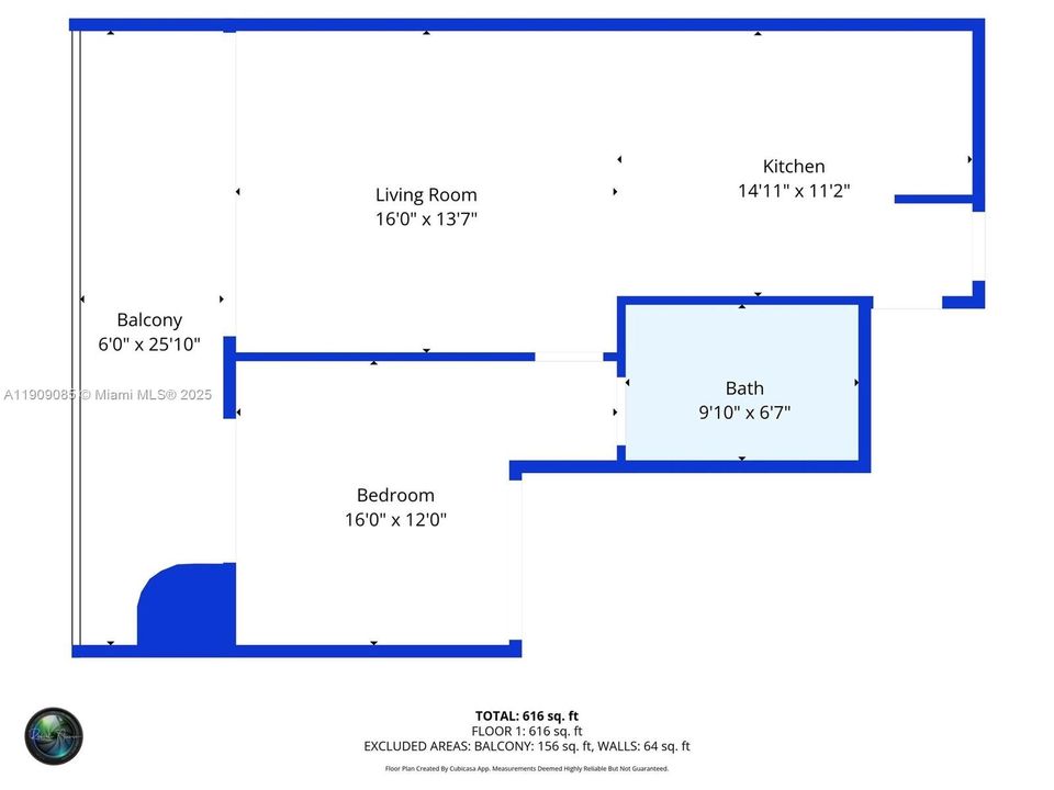 Под контрактом: $4,300 (1 спален, 1 ванн, 665 Квадратных фут)
