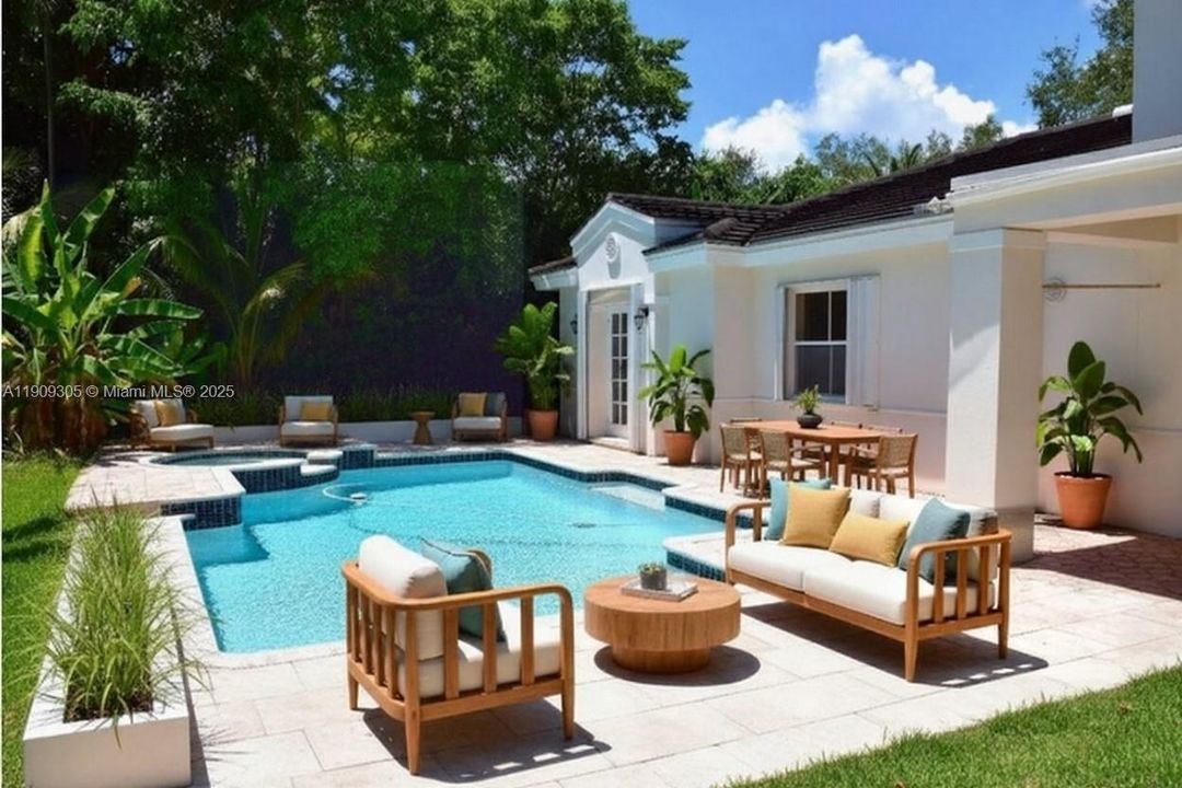 Virtual Staged Patio/pool/spa area