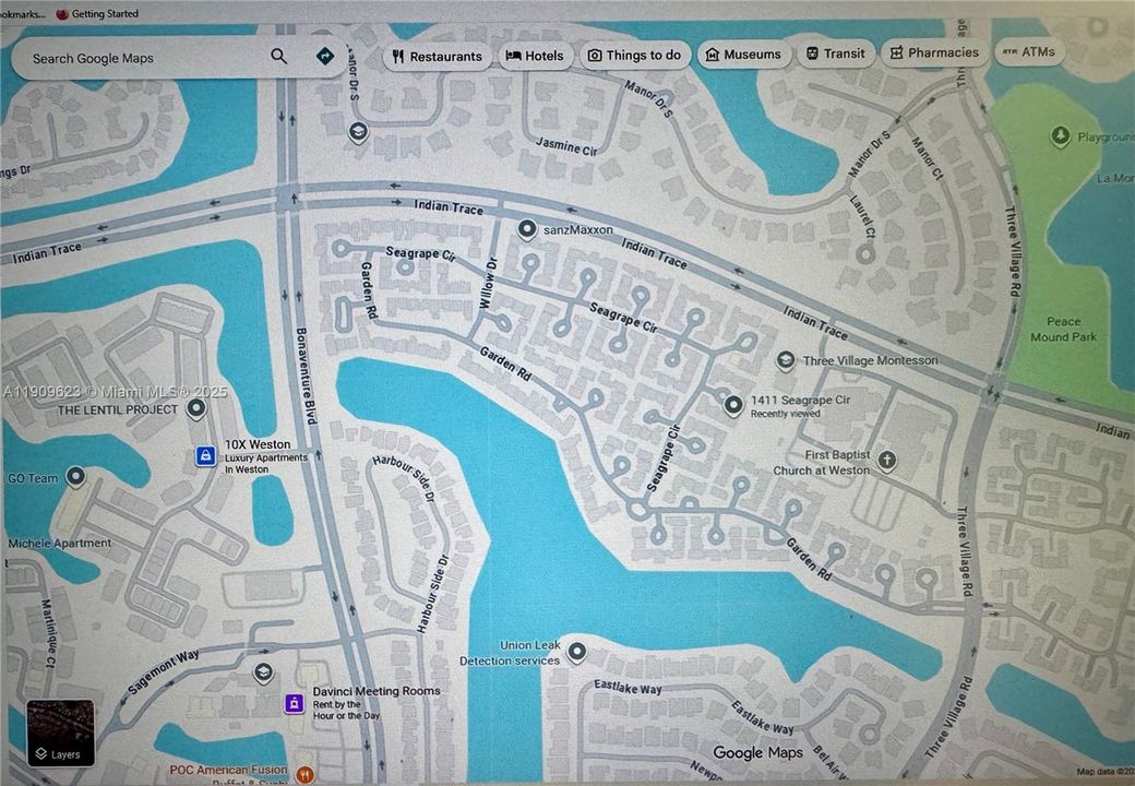 Map of Country Isles Garden Homes - note #1411 backs up to a field which belongs to synogogue, school.