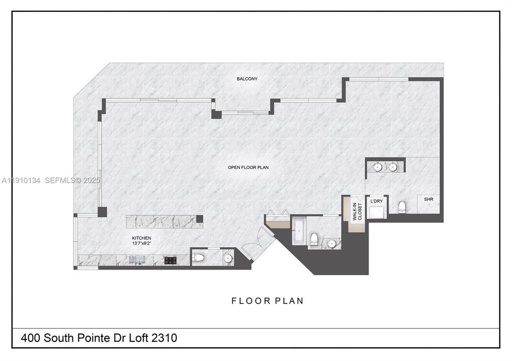 Open loft-style , re-imagined from a 3 bedroom footprint