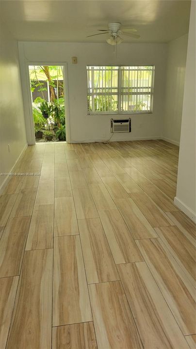 spacious studio, garden view