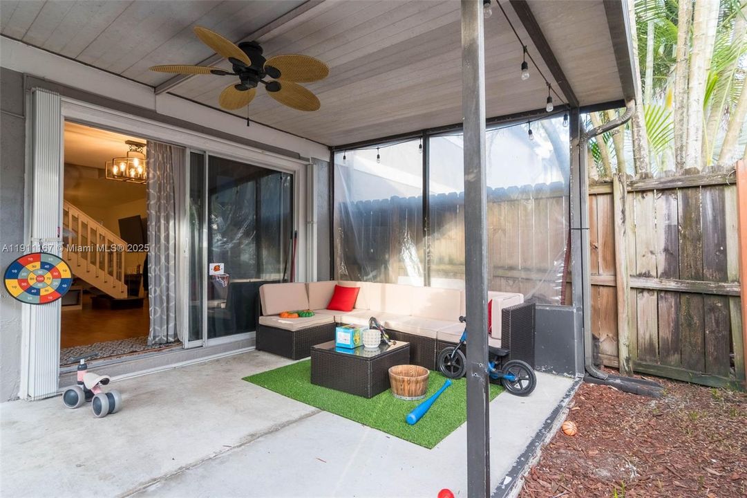 Fenced in covered patio