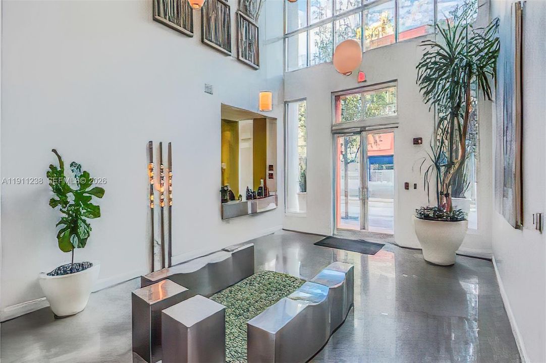 Lobby with front desk and package service