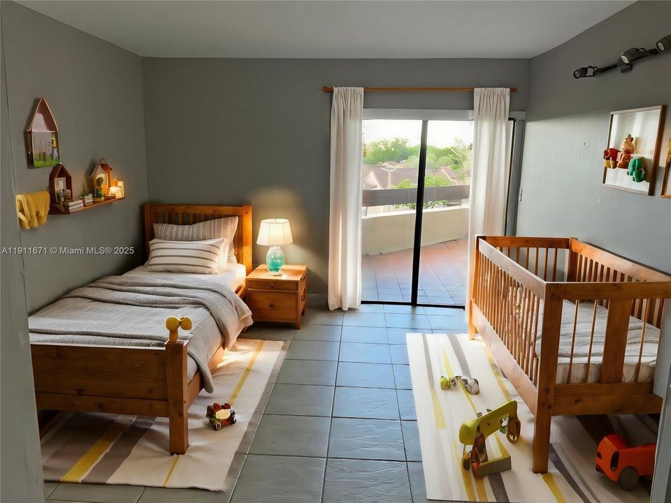 Ample enough to comfortably fit 2 beds or a king size bed.