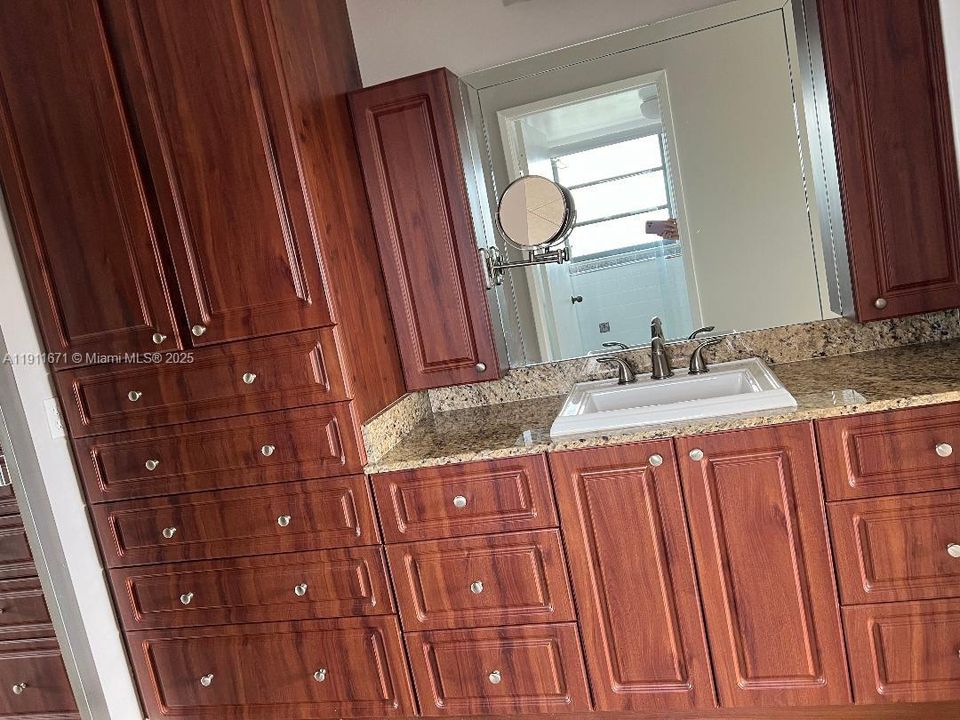 master bathroom with massive storage