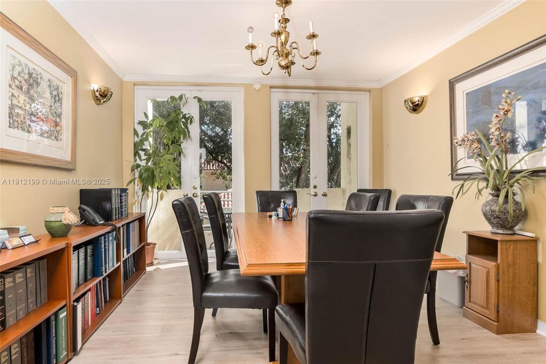 Conference room with small balcony off French doors