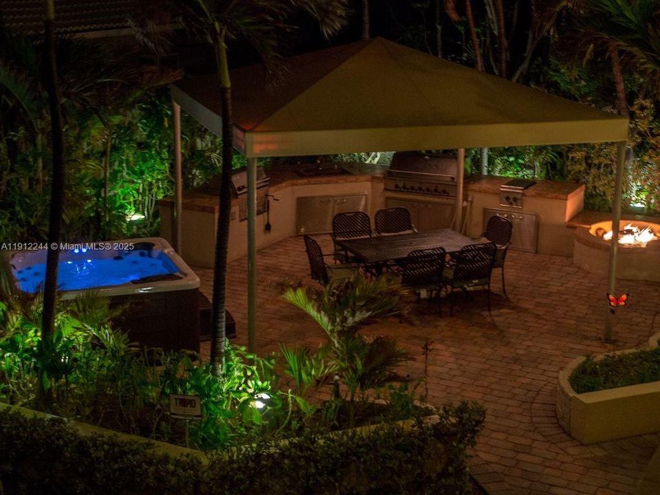 Backdoor Patio/w Hot Tub, Fire-pit, Charcoal Grill & Gas Grill