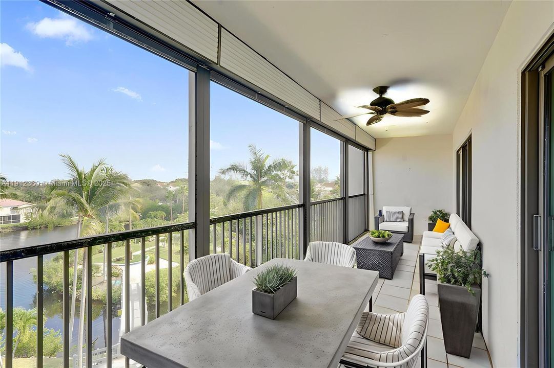 Your private patio with serene views. Virtually staged.