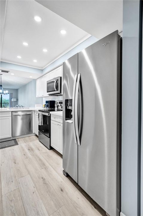 All stainless steel appliances.