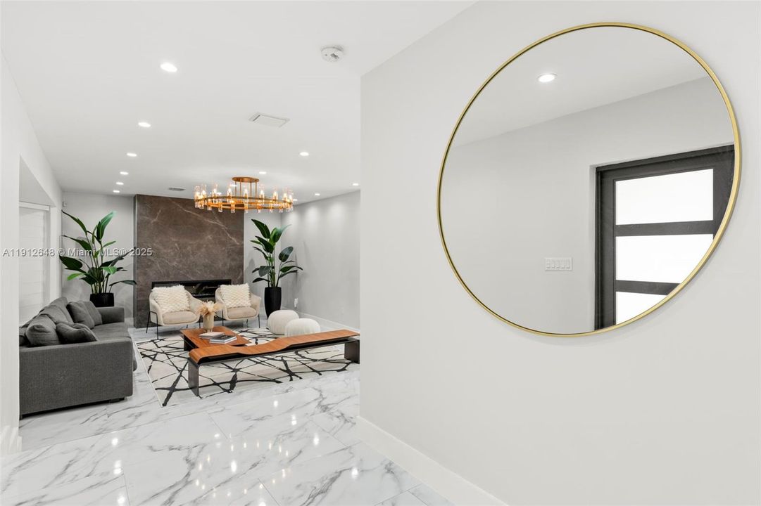 Entering home, overlooking living room