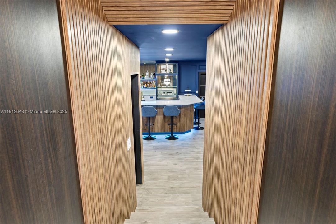 Entrance to Entertainment/Bar/Theatre Room, Cabana bath, Pool deck