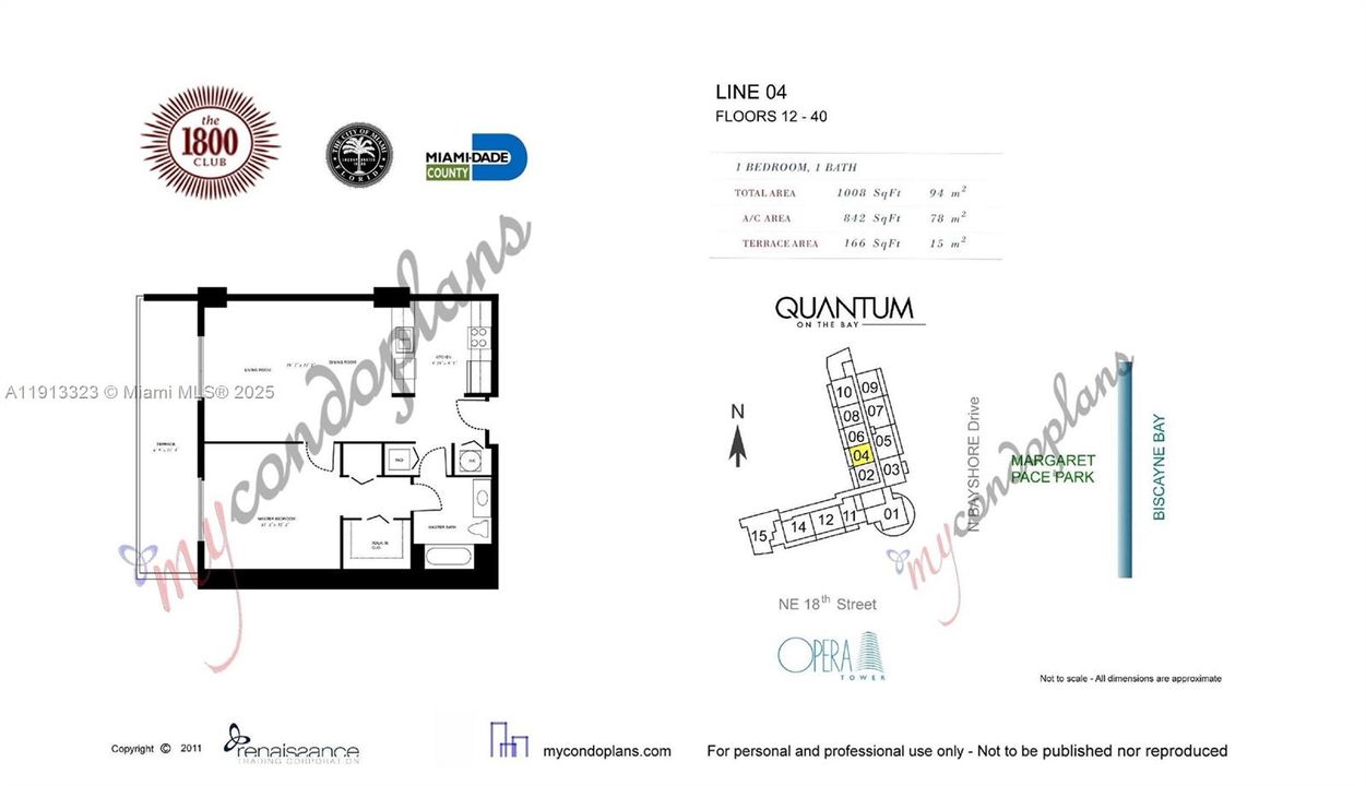 Active With Contract: $390,000 (1 beds, 1 baths, 842 Square Feet)