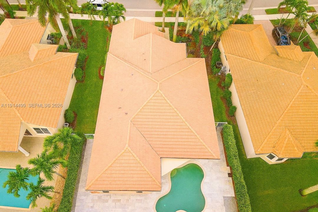 2001 The roof is a Spanish-style curved tile roof, adding Mediterranean flair and strong weather protection