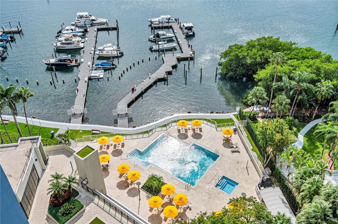 Aerial of the pool and marina
