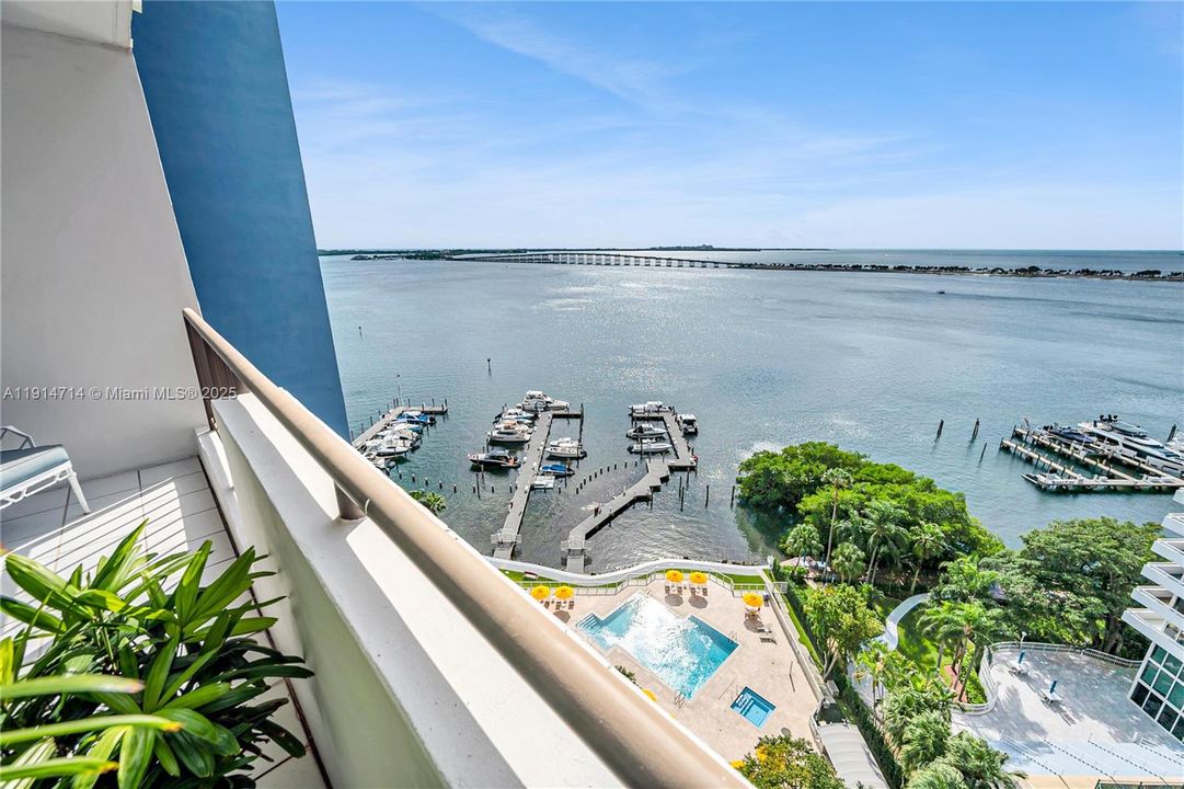 Views of the pool and marina