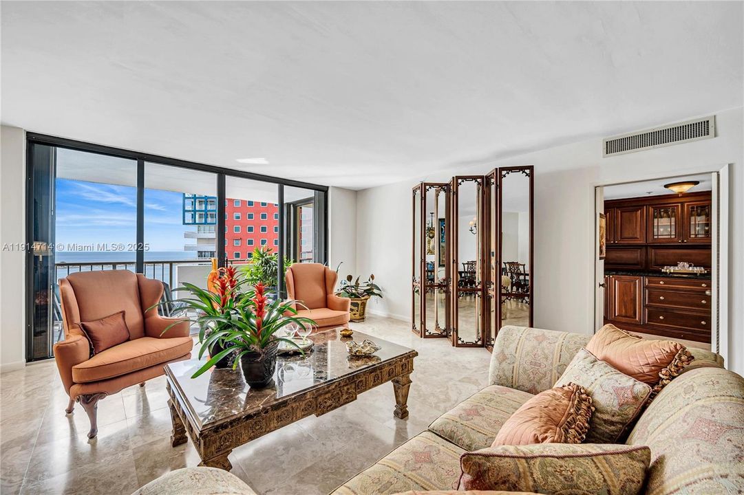Living room with stunning water views