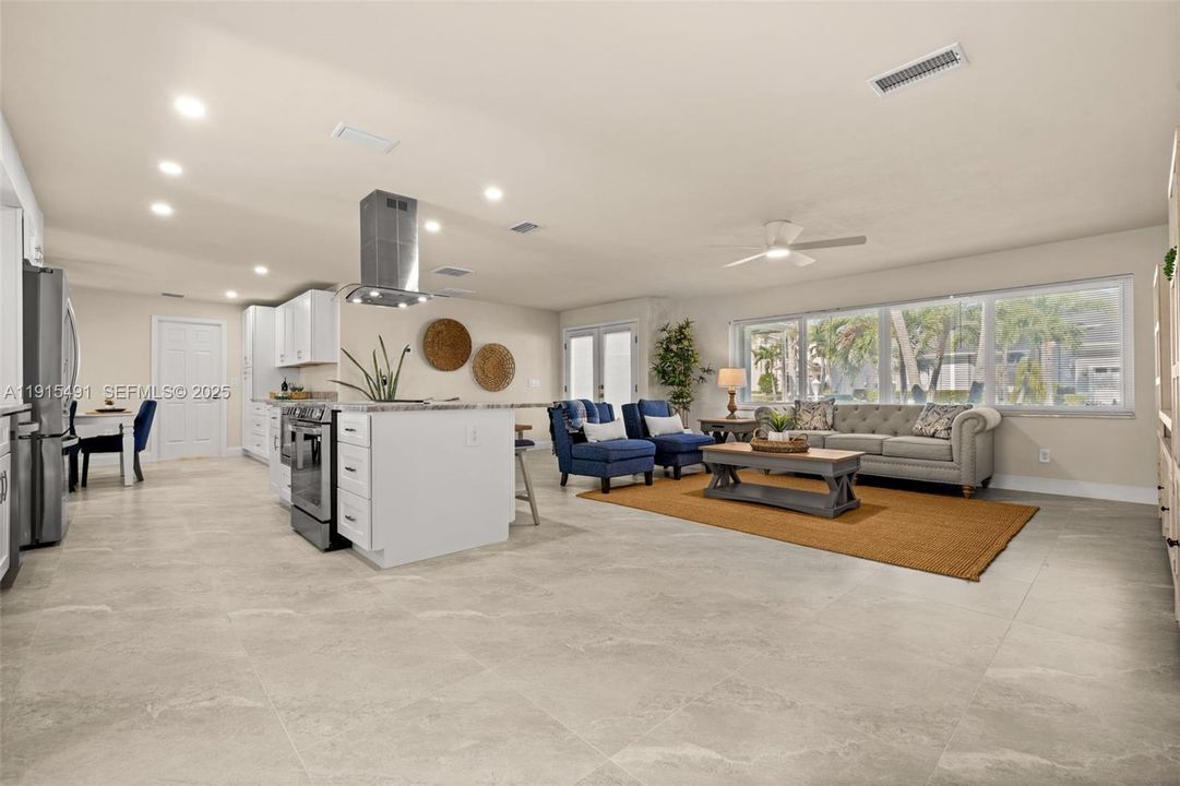 Overlooking the kitchen and living room