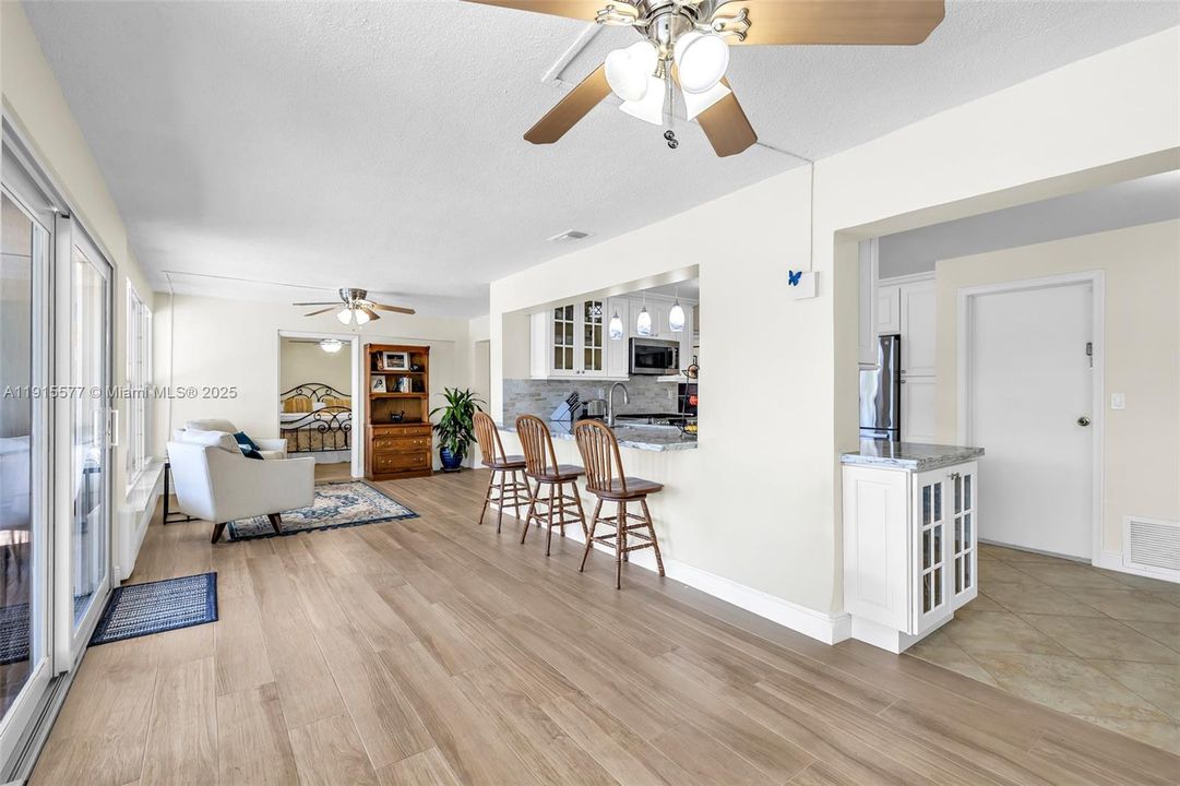 Bar seating with pass through