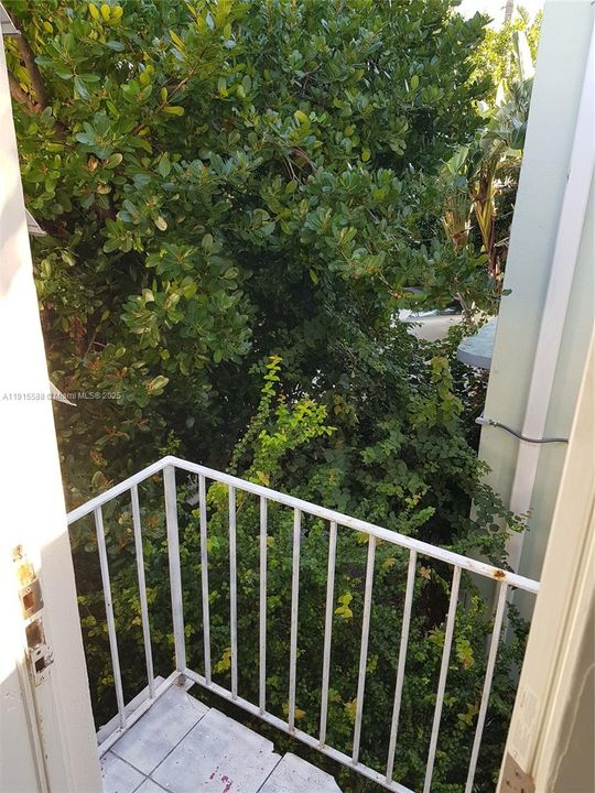 small balcony facing some nature