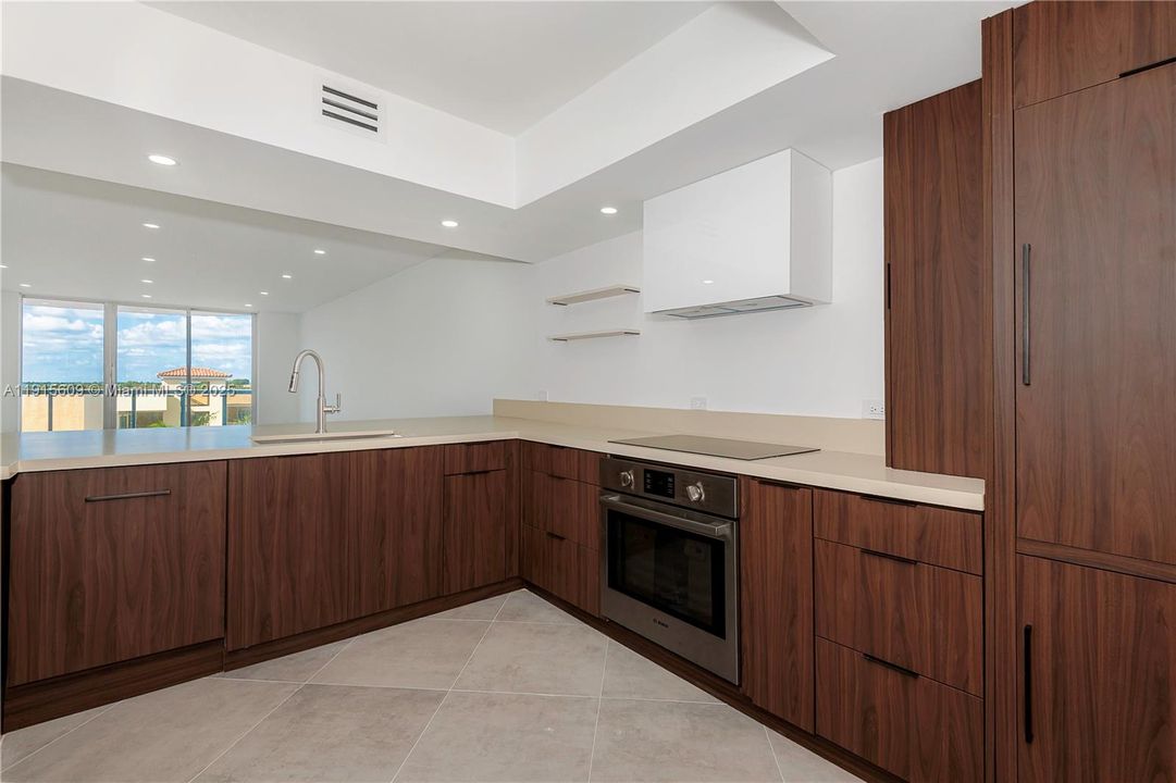 open kitchen facing living room