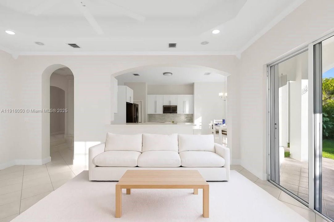 Family room overlooking the patio and backyard