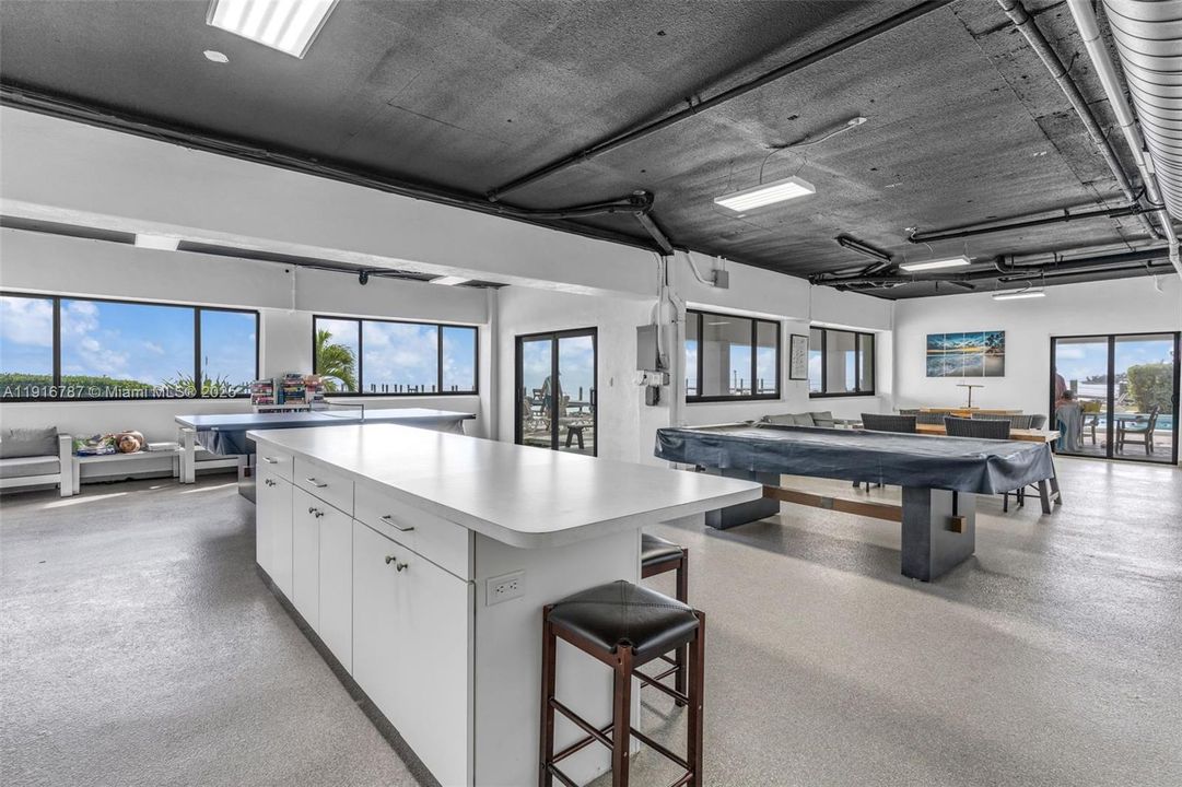 COMMUNITY ROOM WITH TV, KITCHEN, GAME TABLES