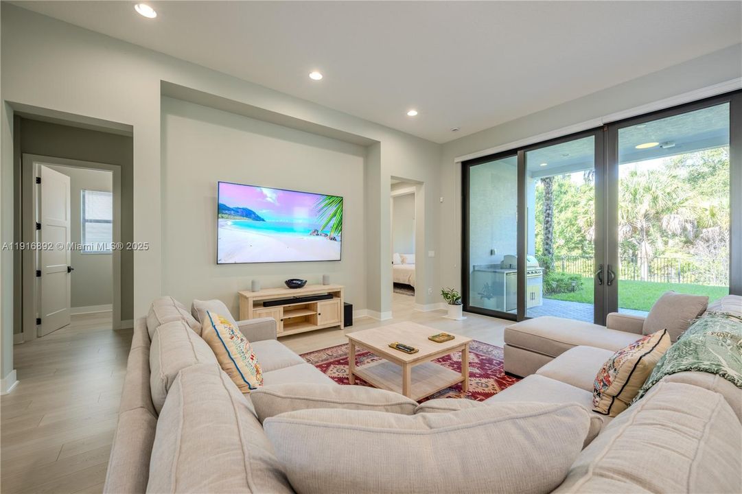 Spacious family room adjacent to nature