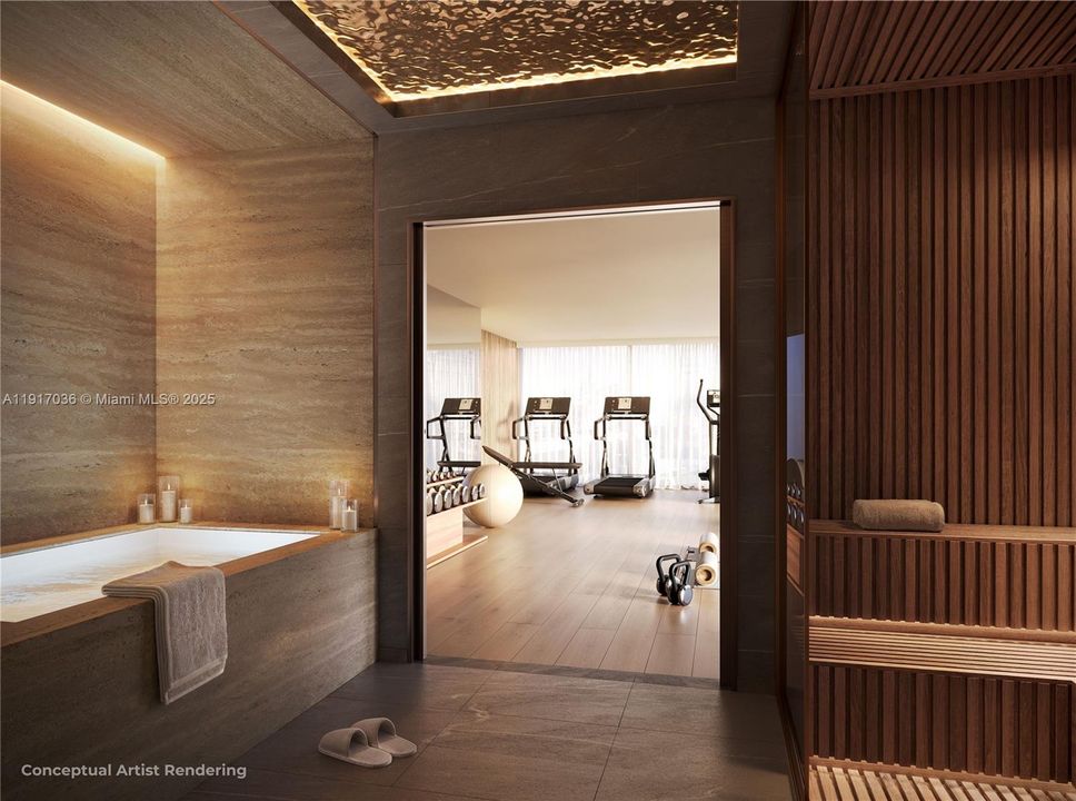 Sauna, cold plunge and gym