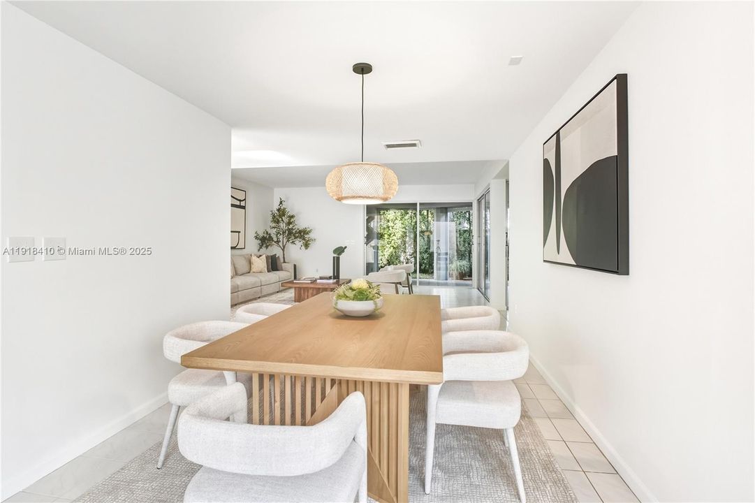 Dining room opens to courtyard