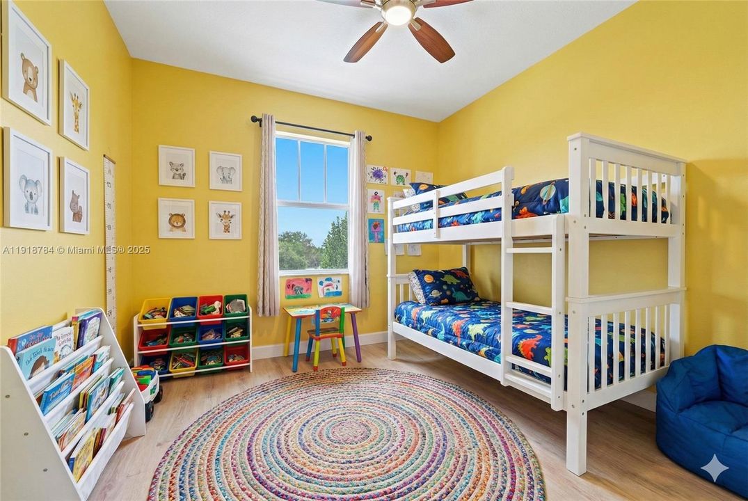 A fun, flexible bedroom virtually staged to show the perfect kids room or play space