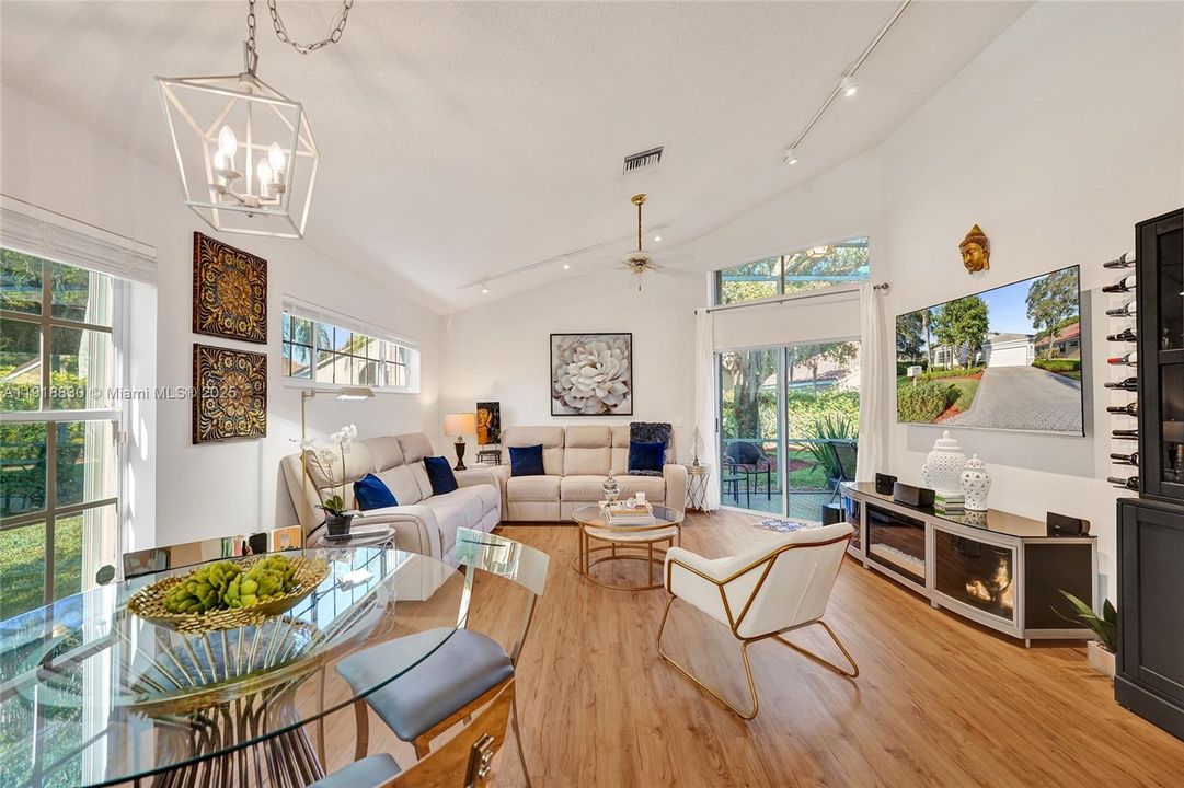 dining area opens to an informal living room