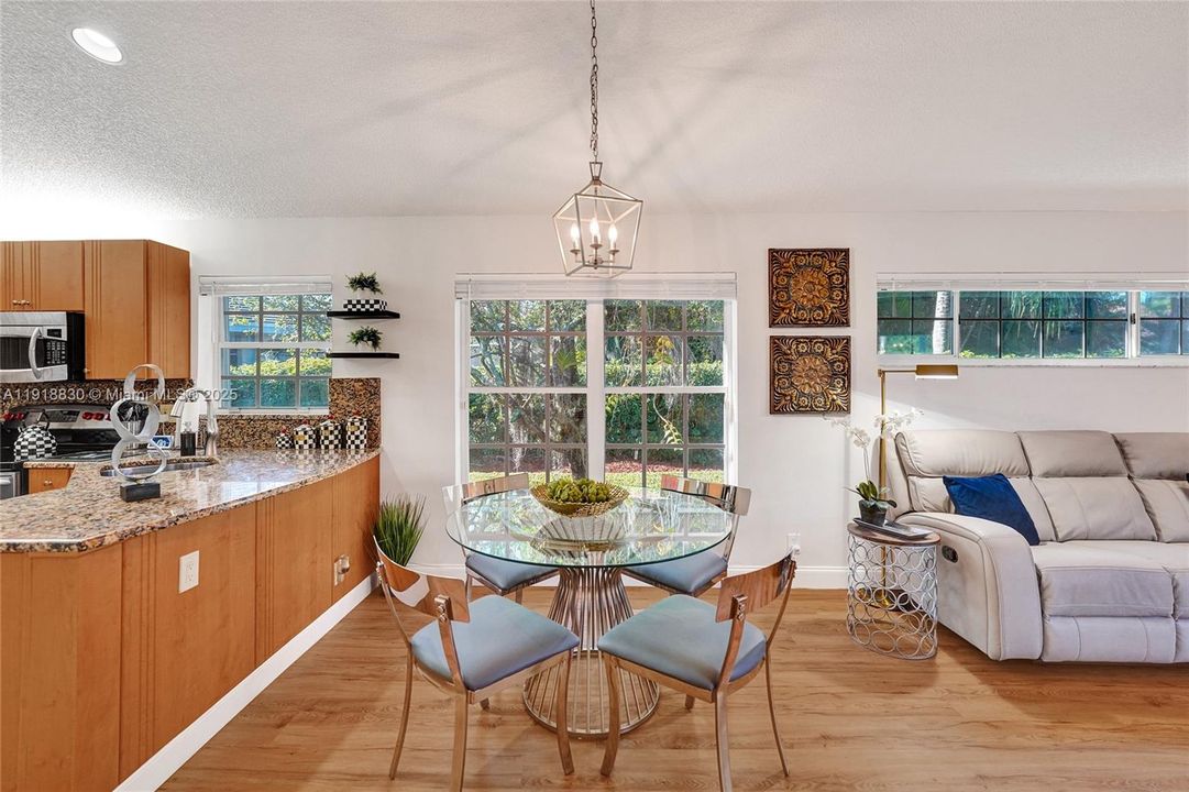 dining area opens to an informal living room