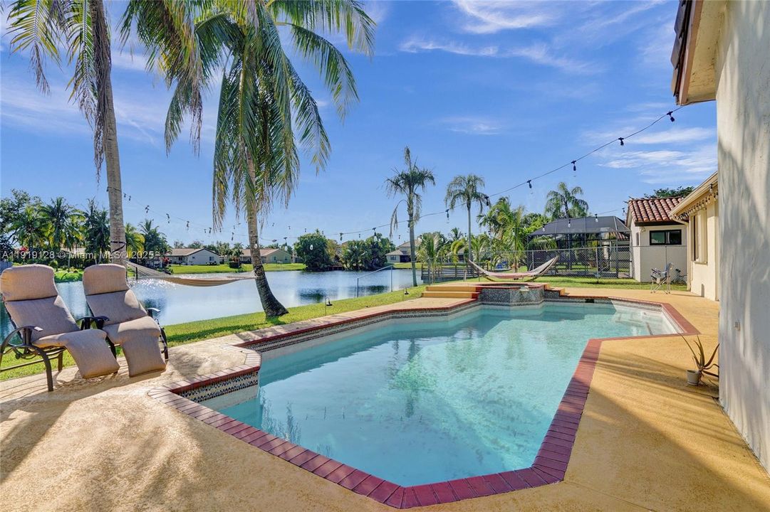 Pool & spa with lake view