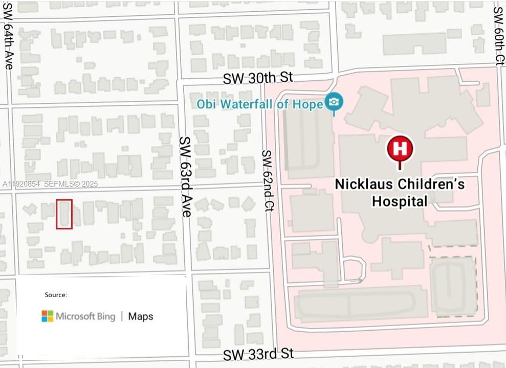 The house is located about two blocks from Nicklaus Children's Hospita.