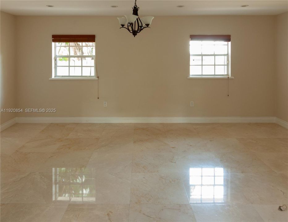 View of dining room from primary bedroom.
