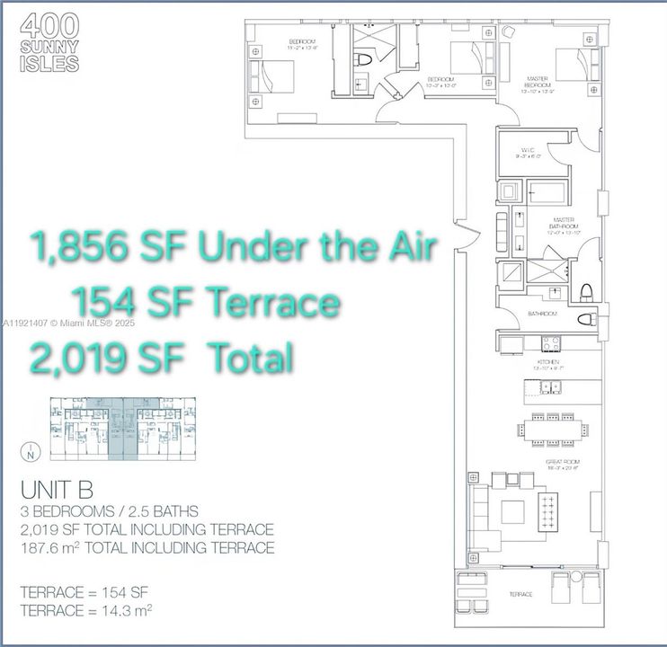 1,856 SF total 2,019 SF